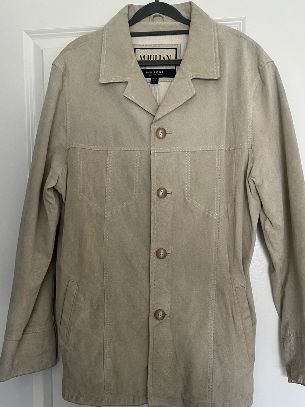 Vintage Wilsons Leather Men's Light Tan Suede Pea Coat